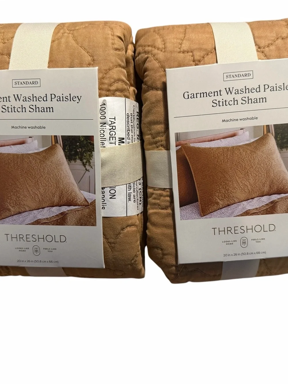 Threshold Garment Washed Paisley Stitch Sham - Amber